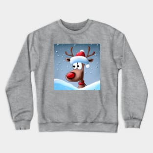 Cute Christmas reindeer in the winter scenery. Crewneck Sweatshirt